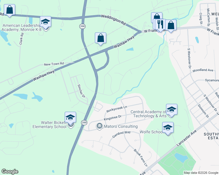 map of restaurants, bars, coffee shops, grocery stores, and more near North Martin Luther King Junior Boulevard in Monroe