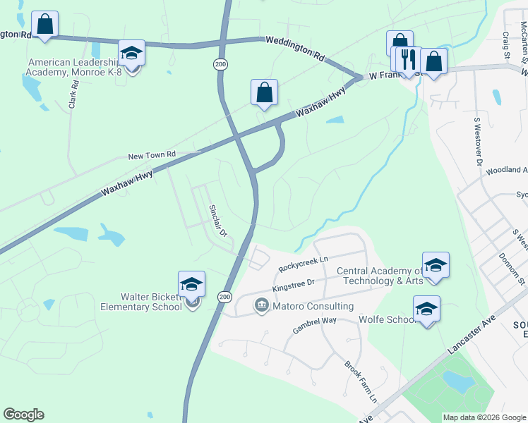 map of restaurants, bars, coffee shops, grocery stores, and more near North Martin Luther King Junior Boulevard in Monroe