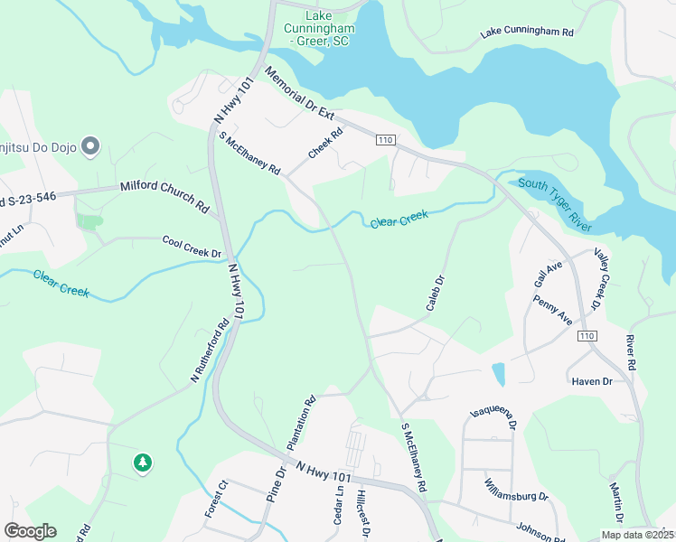 map of restaurants, bars, coffee shops, grocery stores, and more near 505 Fence Road in Greer