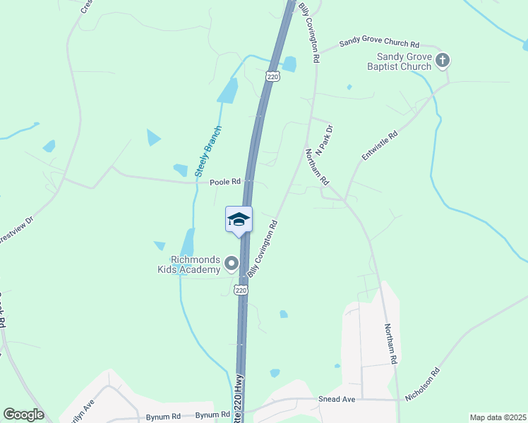 map of restaurants, bars, coffee shops, grocery stores, and more near 110 Ponds Lane in Rockingham