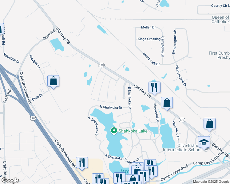 map of restaurants, bars, coffee shops, grocery stores, and more near 7884 Ridgedale Drive in Olive Branch