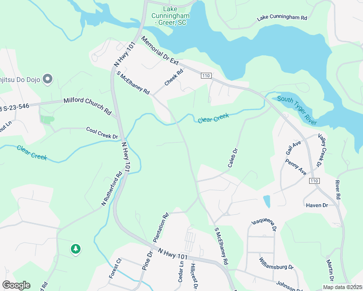 map of restaurants, bars, coffee shops, grocery stores, and more near 505 Fence Road in Greer