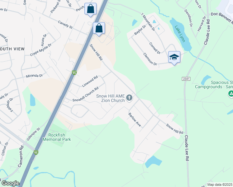 map of restaurants, bars, coffee shops, grocery stores, and more near 3671 Classic Road in Fayetteville