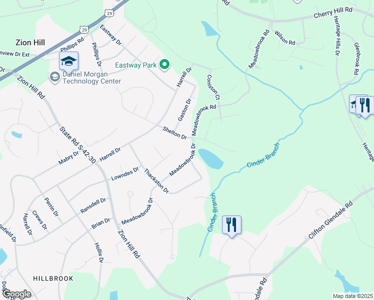 map of restaurants, bars, coffee shops, grocery stores, and more near 715 Meadowbrook Drive in Spartanburg