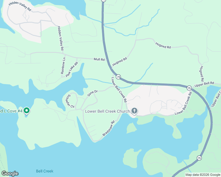 map of restaurants, bars, coffee shops, grocery stores, and more near 16 Sims Drive in Hiawassee