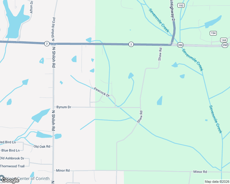 map of restaurants, bars, coffee shops, grocery stores, and more near Tadpole Lane in Corinth