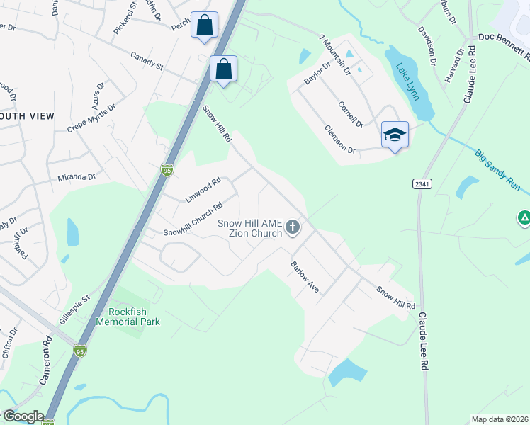 map of restaurants, bars, coffee shops, grocery stores, and more near 3671 Classic Road in Fayetteville