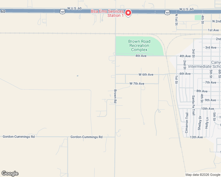 map of restaurants, bars, coffee shops, grocery stores, and more near 23250 Brown Road in Canyon