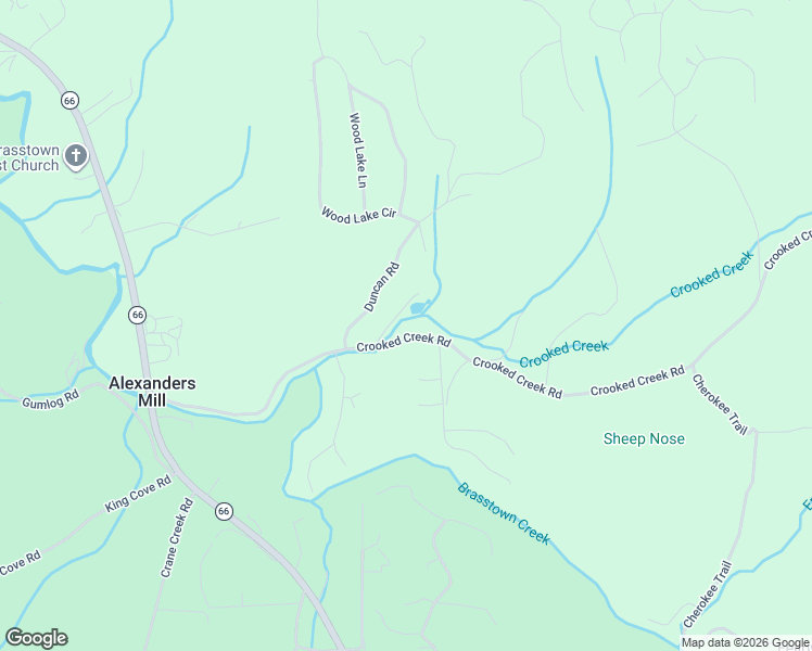 map of restaurants, bars, coffee shops, grocery stores, and more near Crooked Creek Road in Young Harris