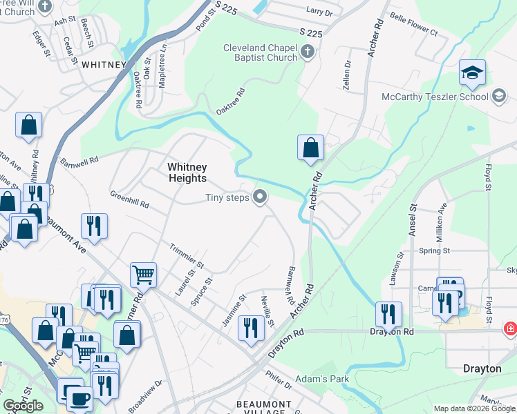 map of restaurants, bars, coffee shops, grocery stores, and more near 541 Barnwell Road in Spartanburg