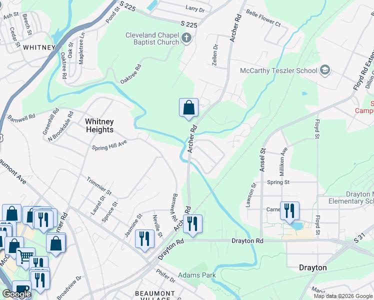 map of restaurants, bars, coffee shops, grocery stores, and more near 412 Archer Road in Spartanburg