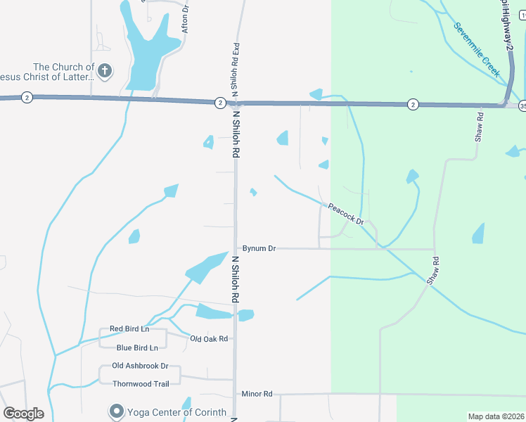 map of restaurants, bars, coffee shops, grocery stores, and more near 6566 North Shiloh Road in Corinth