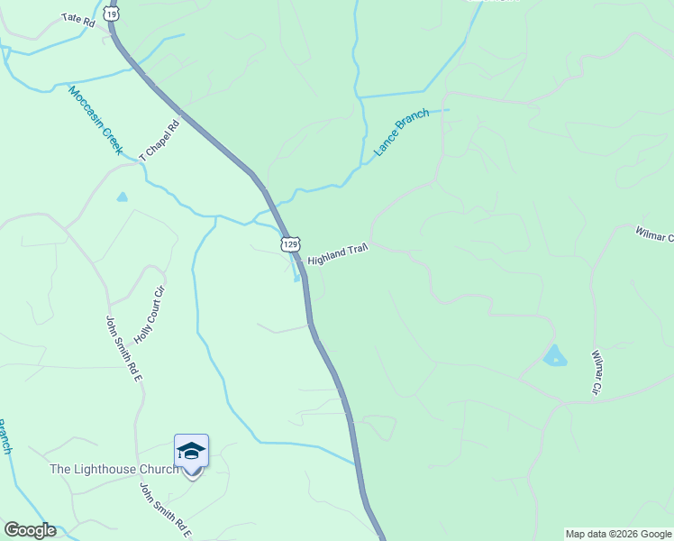 map of restaurants, bars, coffee shops, grocery stores, and more near 48 Highland Trace in Blairsville