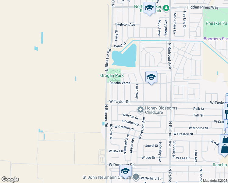map of restaurants, bars, coffee shops, grocery stores, and more near 1951 North Dejoy Street in Santa Maria