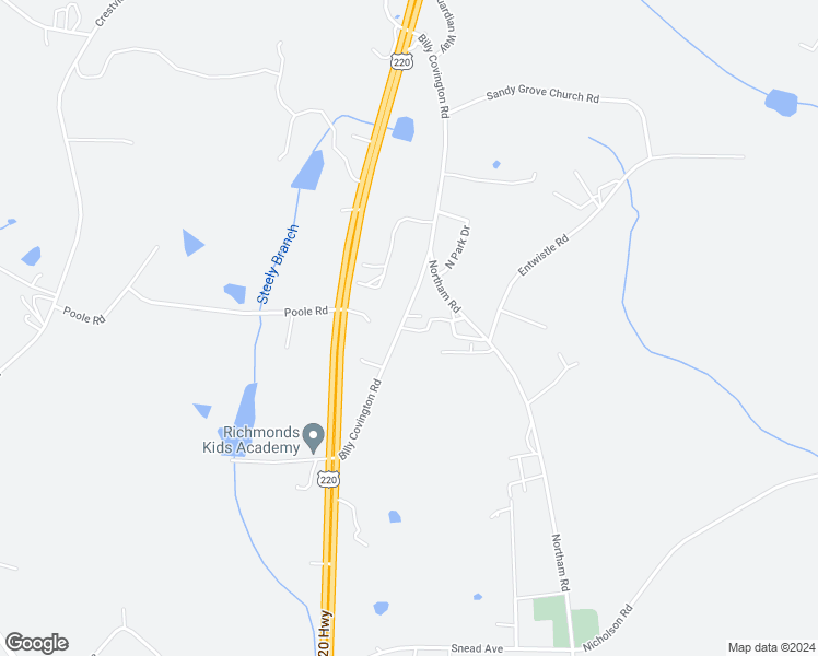 map of restaurants, bars, coffee shops, grocery stores, and more near 166 Billy Covington Road in Rockingham