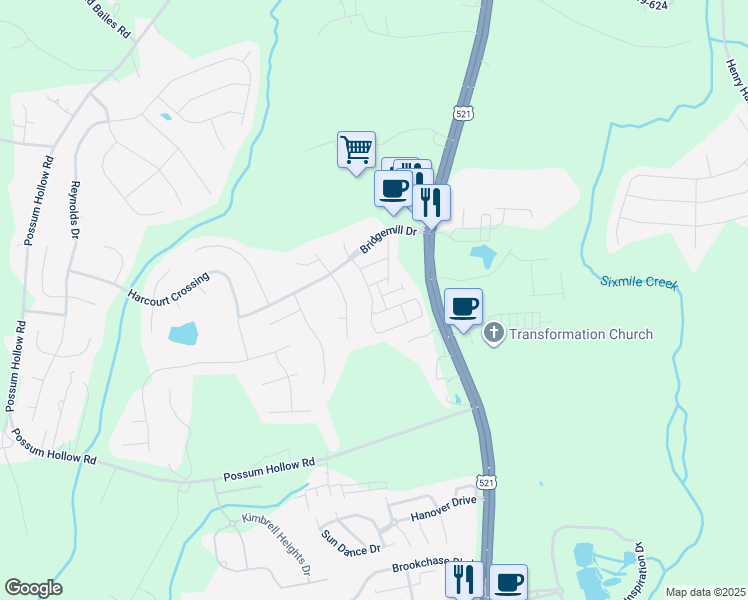 map of restaurants, bars, coffee shops, grocery stores, and more near 4282 Rochard Lane in Indian Land