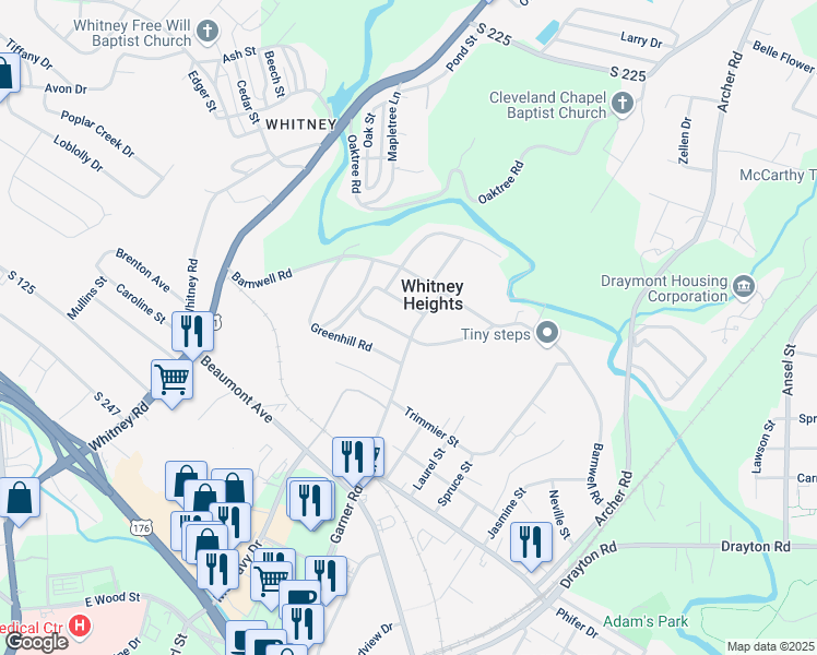 map of restaurants, bars, coffee shops, grocery stores, and more near 801 Hillwood Avenue in Spartanburg