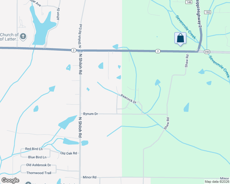 map of restaurants, bars, coffee shops, grocery stores, and more near 15 Peacock Drive in Corinth