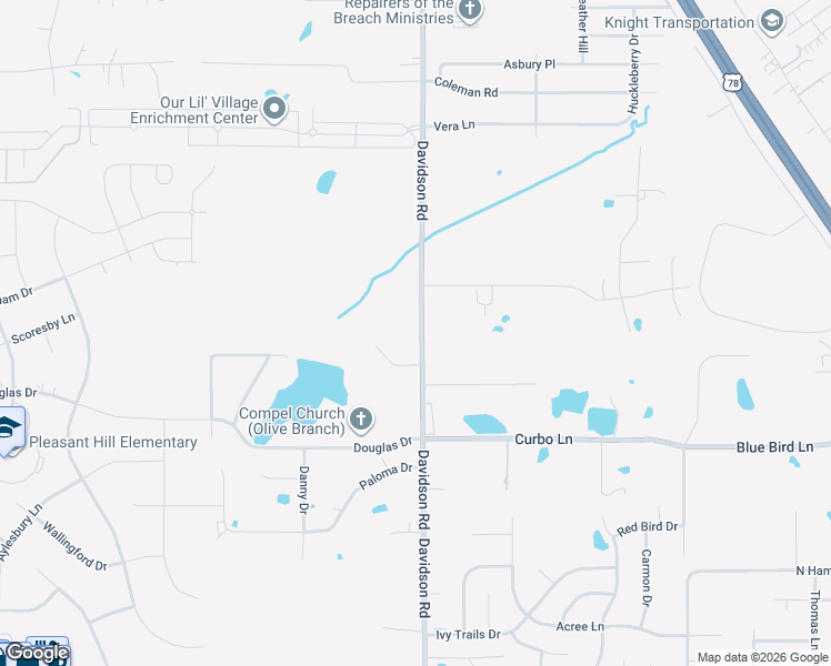 map of restaurants, bars, coffee shops, grocery stores, and more near 7971-8169 Davidson Road in Olive Branch