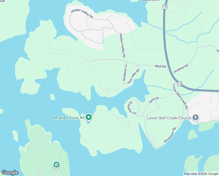 map of restaurants, bars, coffee shops, grocery stores, and more near 2015 Pine Lake Road in Hiawassee