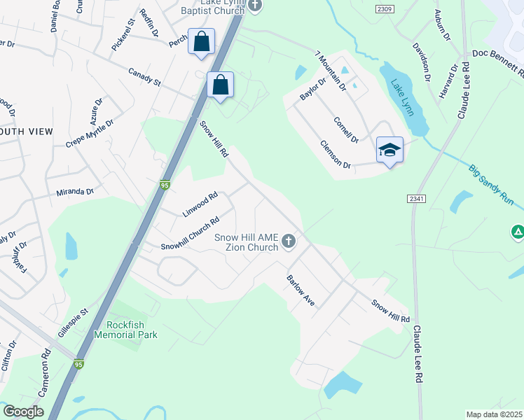 map of restaurants, bars, coffee shops, grocery stores, and more near 3619 Classic Road in Fayetteville