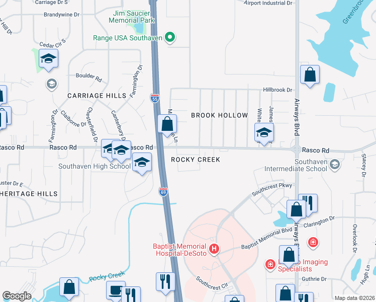map of restaurants, bars, coffee shops, grocery stores, and more near in Southaven