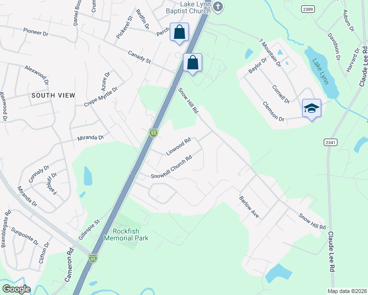 map of restaurants, bars, coffee shops, grocery stores, and more near 136 Linwood Road in Fayetteville