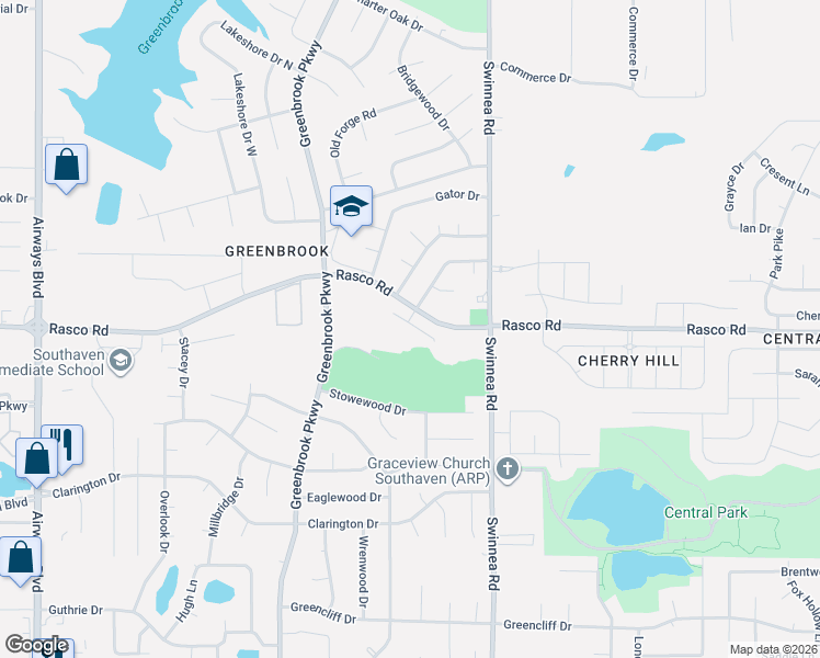 map of restaurants, bars, coffee shops, grocery stores, and more near 771 Barrington Woods Cove in Southaven