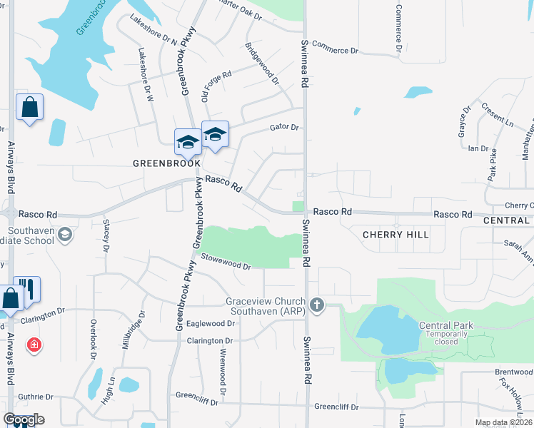 map of restaurants, bars, coffee shops, grocery stores, and more near 870 Barrington Woods Cove in Southaven