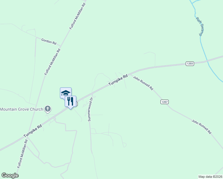 map of restaurants, bars, coffee shops, grocery stores, and more near 5699 Turnpike Road in Raeford