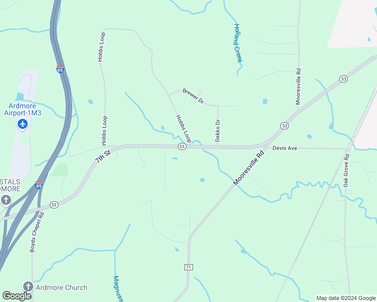 map of restaurants, bars, coffee shops, grocery stores, and more near 24994 7th Street in Ardmore