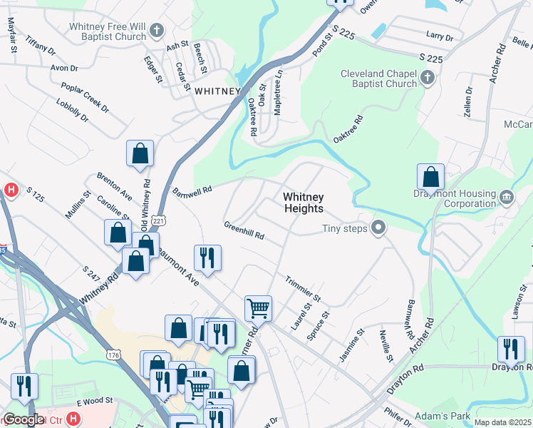 map of restaurants, bars, coffee shops, grocery stores, and more near 726 Spring Hill Avenue in Spartanburg