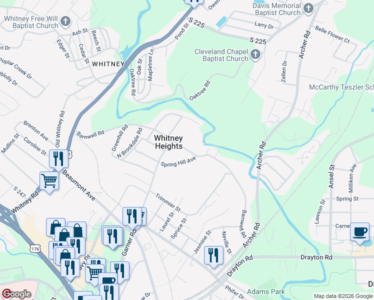 map of restaurants, bars, coffee shops, grocery stores, and more near 630 Spring Hill Avenue in Spartanburg
