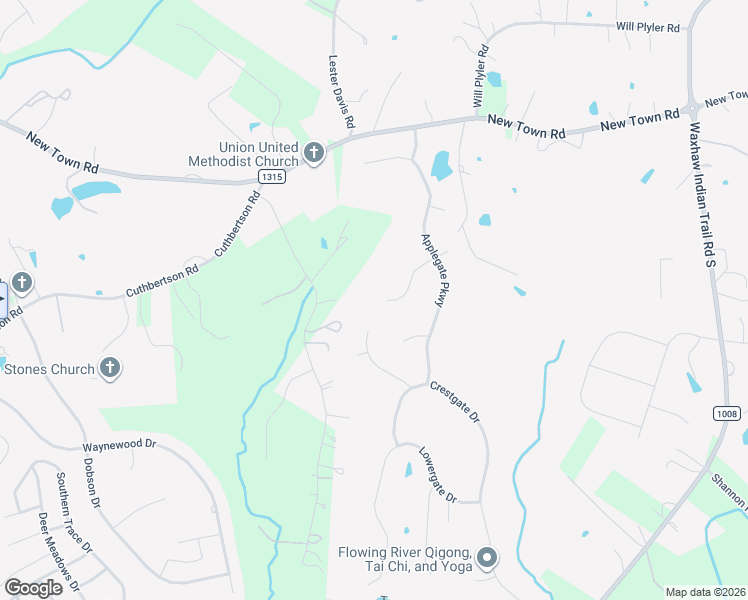 map of restaurants, bars, coffee shops, grocery stores, and more near 6205 Greengate Lane in Waxhaw