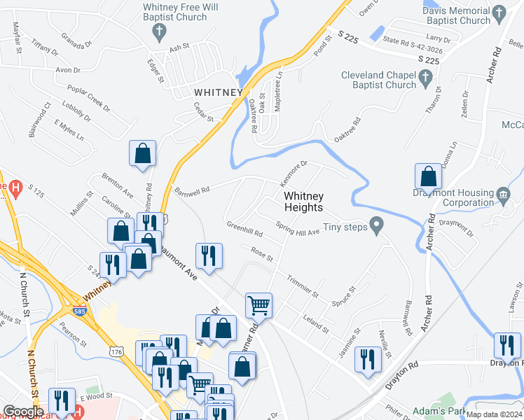 map of restaurants, bars, coffee shops, grocery stores, and more near 500 Brookdale Drive in Spartanburg