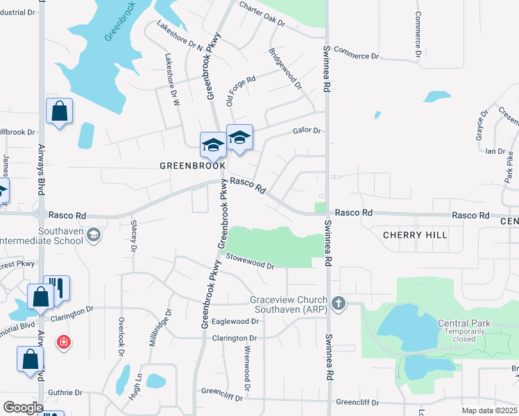 map of restaurants, bars, coffee shops, grocery stores, and more near 771 Barrington Woods Cove in Southaven