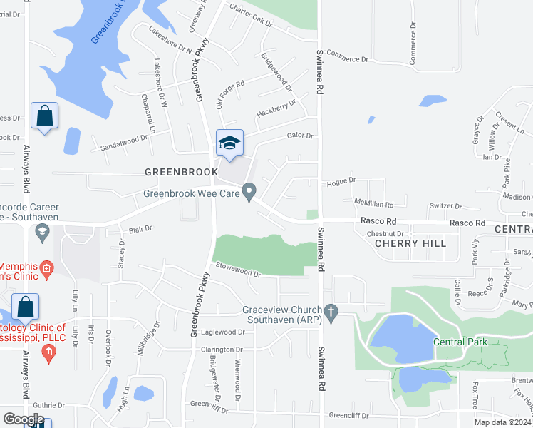 map of restaurants, bars, coffee shops, grocery stores, and more near 771 Barrington Woods Cove in Southaven