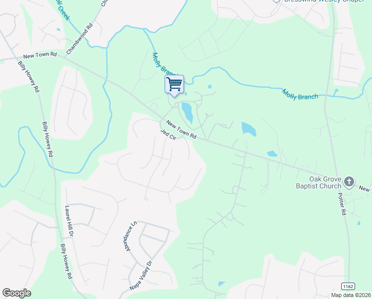 map of restaurants, bars, coffee shops, grocery stores, and more near 1208 Haden Drive in Waxhaw