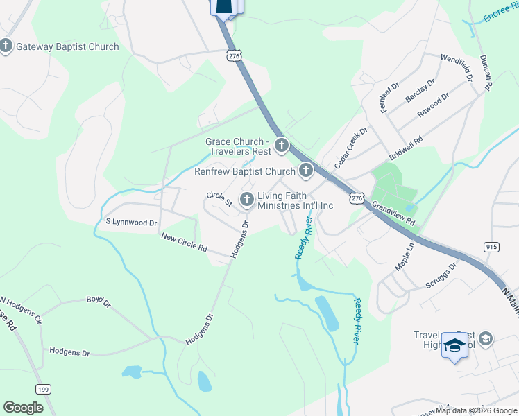 map of restaurants, bars, coffee shops, grocery stores, and more near 31 Renfrew Avenue in Travelers Rest