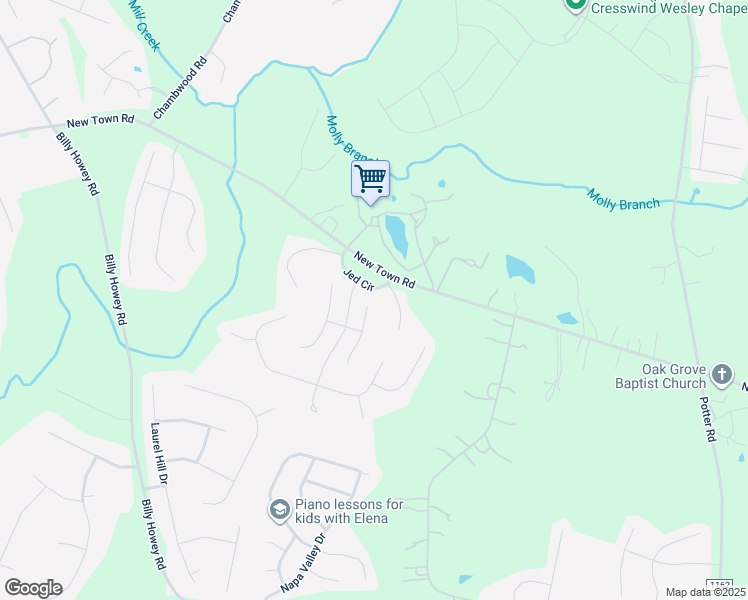 map of restaurants, bars, coffee shops, grocery stores, and more near 1301 Kronas Circle in Waxhaw