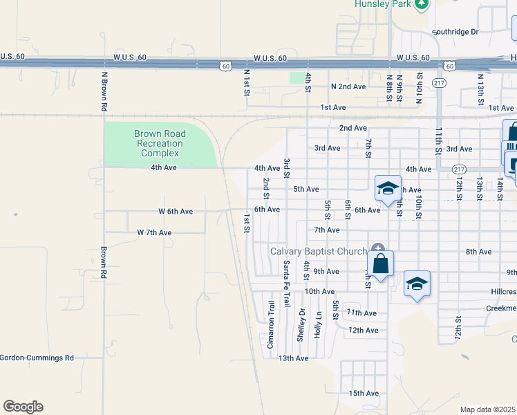 map of restaurants, bars, coffee shops, grocery stores, and more near 103 6th Avenue in Canyon