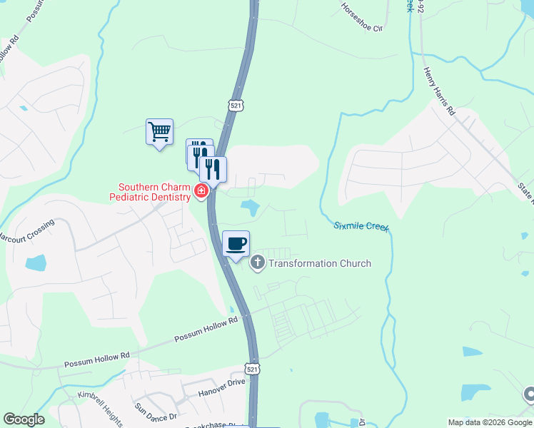 map of restaurants, bars, coffee shops, grocery stores, and more near 9124 Charlotte Highway in Fort Mill