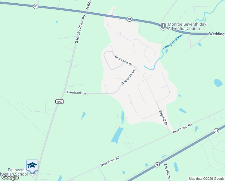 map of restaurants, bars, coffee shops, grocery stores, and more near 3224 Deertrack Lane in Monroe