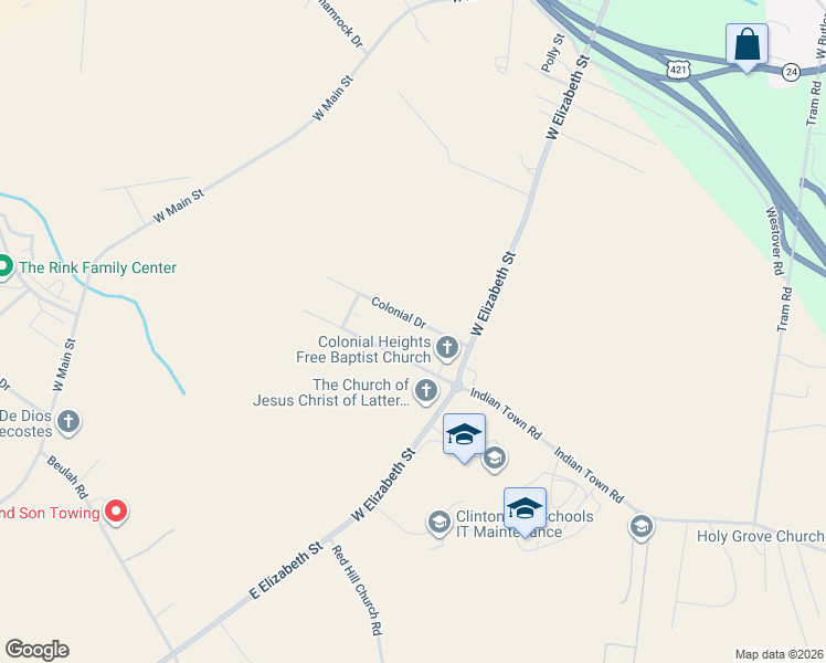 map of restaurants, bars, coffee shops, grocery stores, and more near 101-199 State Road 1278 in Clinton