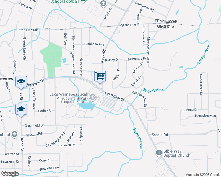 map of restaurants, bars, coffee shops, grocery stores, and more near 218 Milford Drive in Rossville