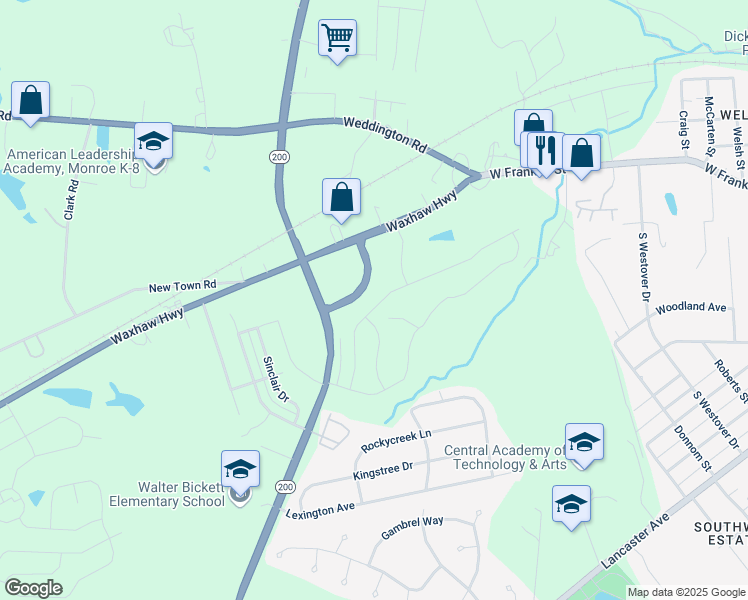 map of restaurants, bars, coffee shops, grocery stores, and more near State Road 3514 in Monroe