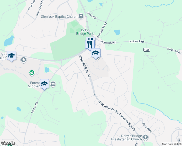map of restaurants, bars, coffee shops, grocery stores, and more near 837 Neff CT in Fort Mill
