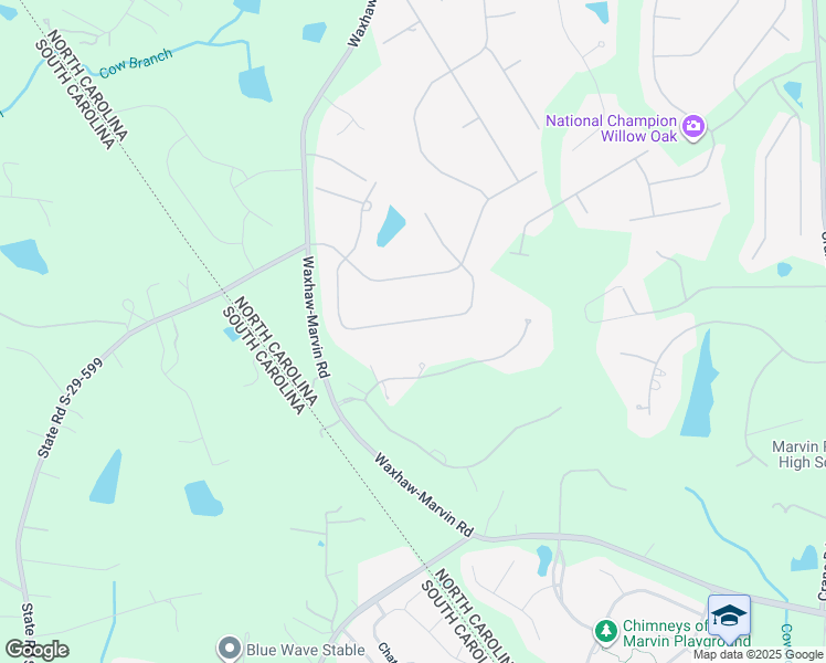 map of restaurants, bars, coffee shops, grocery stores, and more near 1720 Funny Cide Drive in Waxhaw