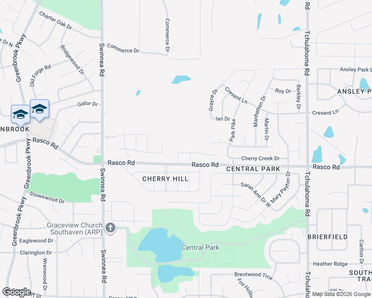 map of restaurants, bars, coffee shops, grocery stores, and more near 8070 Swinnea Road in Southaven