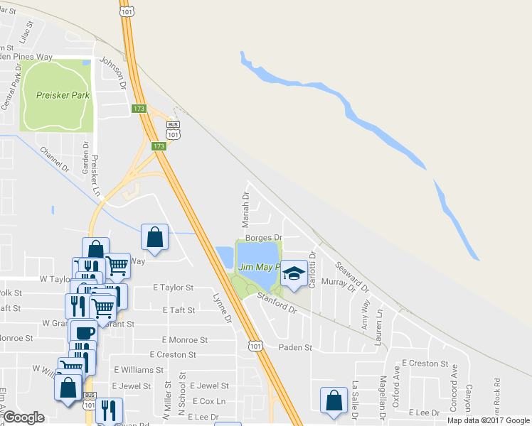 map of restaurants, bars, coffee shops, grocery stores, and more near 745 Brandy Court in Santa Maria